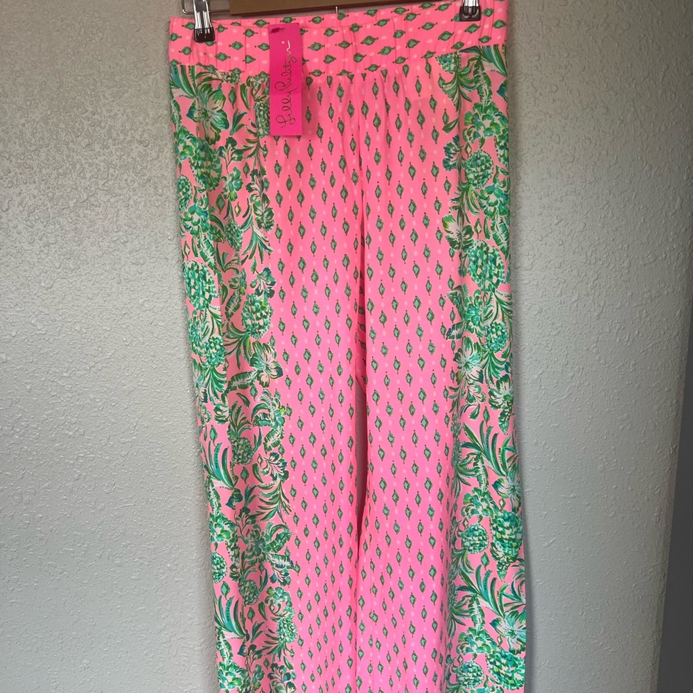 Pink and Green Patterned Pants